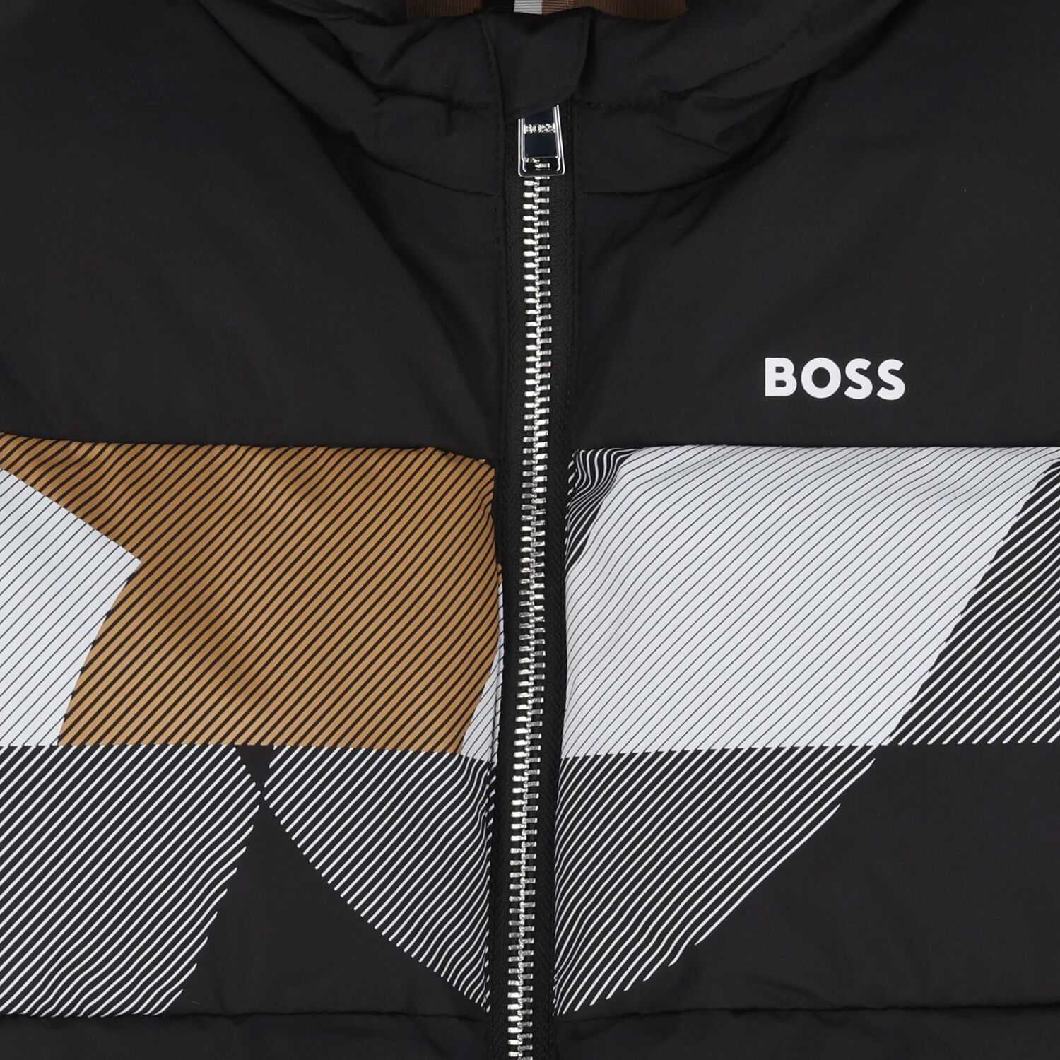 Younger Boys Black Logo Puffer Jacket, 1, hi-res