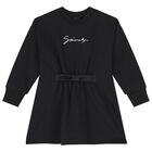 فستان بنات بالشعار باللون الاسود , 1, hi-res