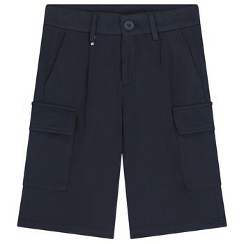 Boys Navy Blue Cargo Shorts