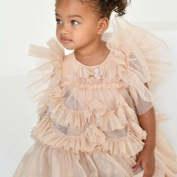 Baby Girls Beige Sequin Tulle Dress