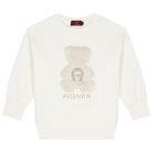 Girls Ivory Faux Fur Teddy Bear Sweatshirt, 1, hi-res