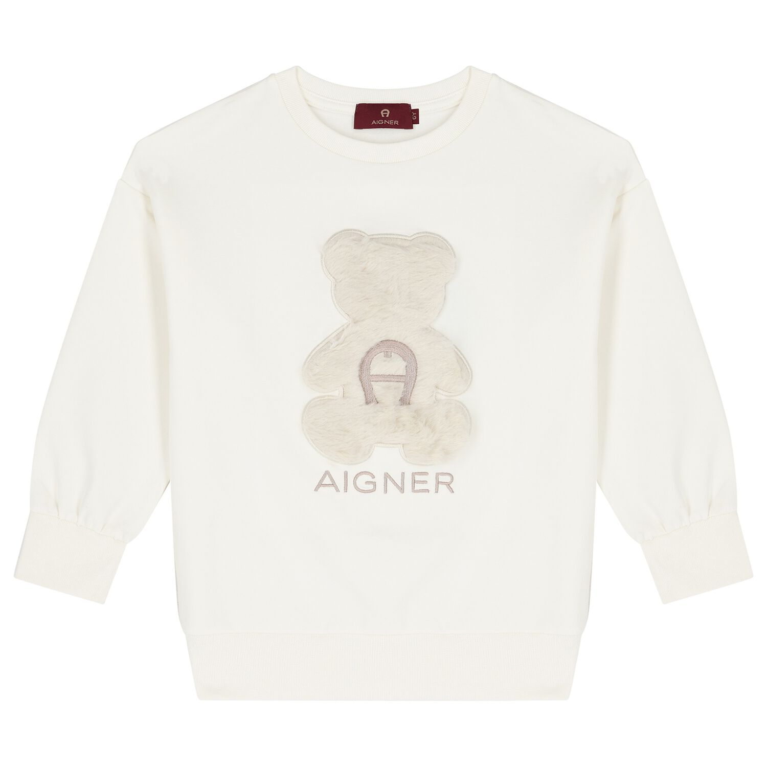 Girls Ivory Faux Fur Teddy Bear Sweatshirt, 1, hi-res