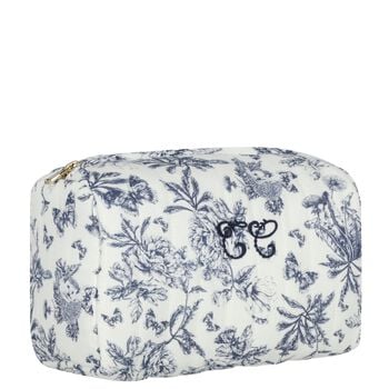 Ivory & Navy Blue Toile De Jouy Wash Bag
