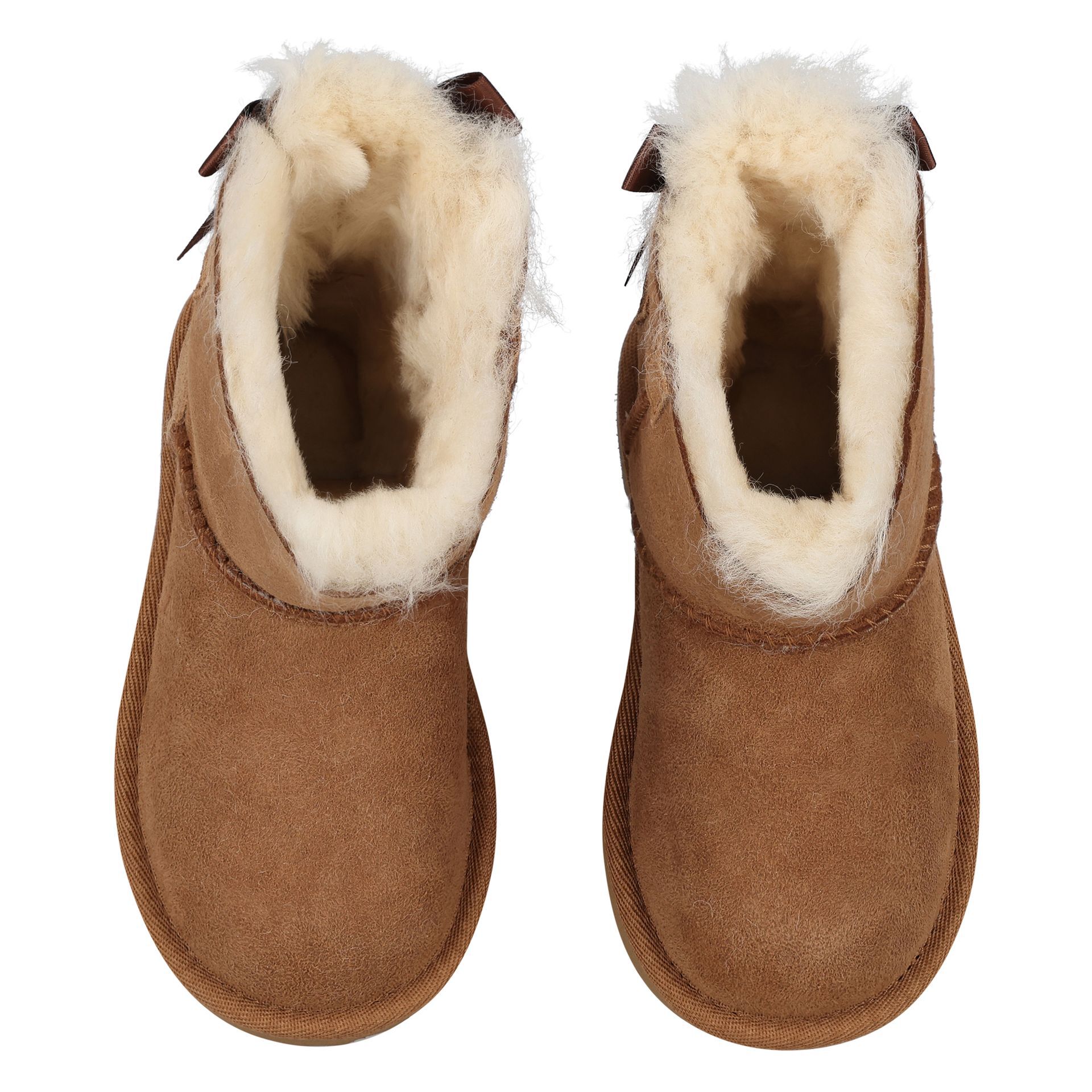 UGG Younger Girls Chestnut Brown Mini Bailey Bow II Suede Boots