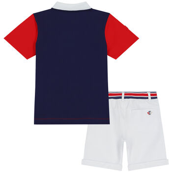 Boys Red, Blue & White Shorts Set