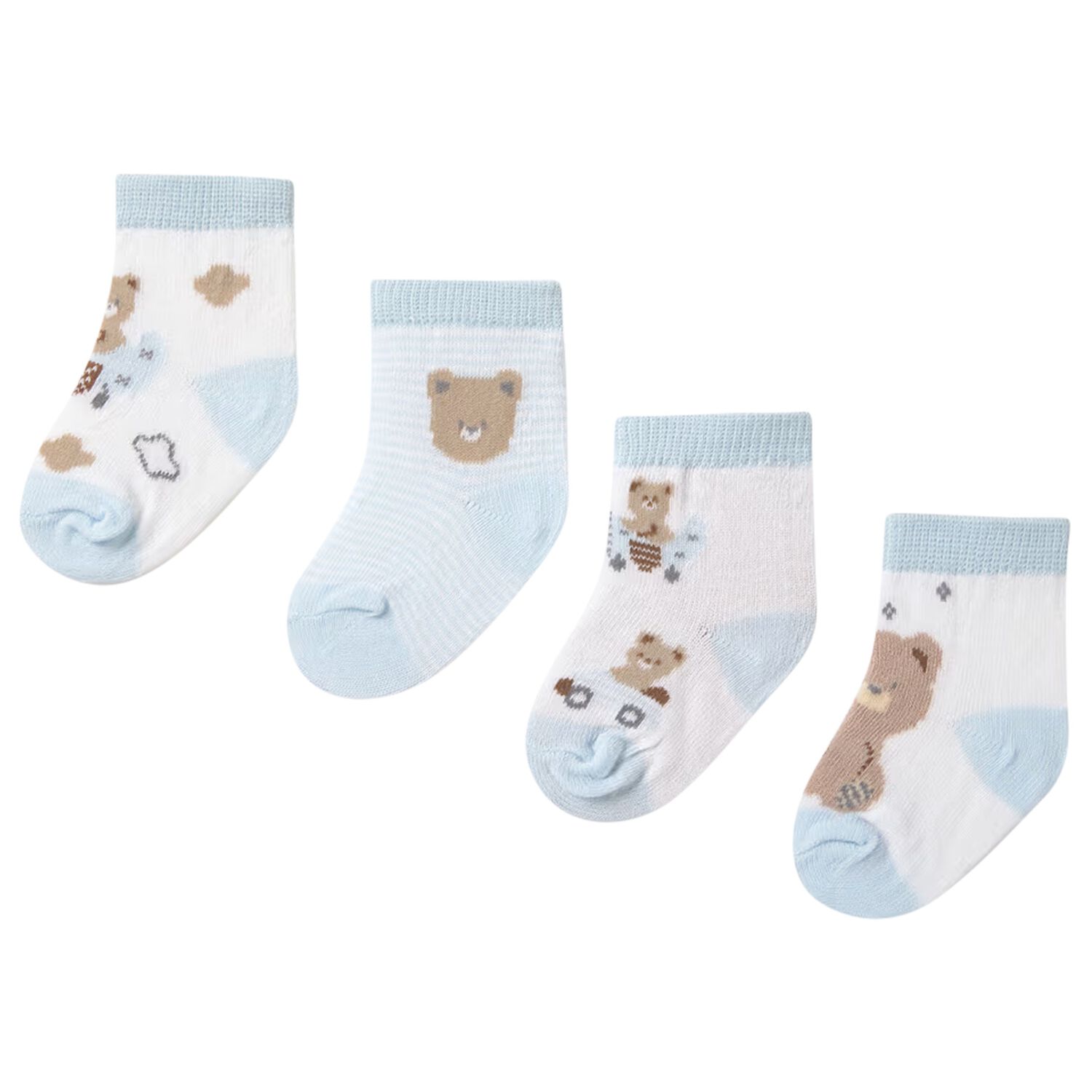 Baby Boys Blue & White Socks ( 4-Pack ), 3, hi-res