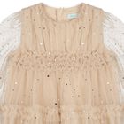 Girls Beige & Gold Star Tulle Dress, 1, hi-res