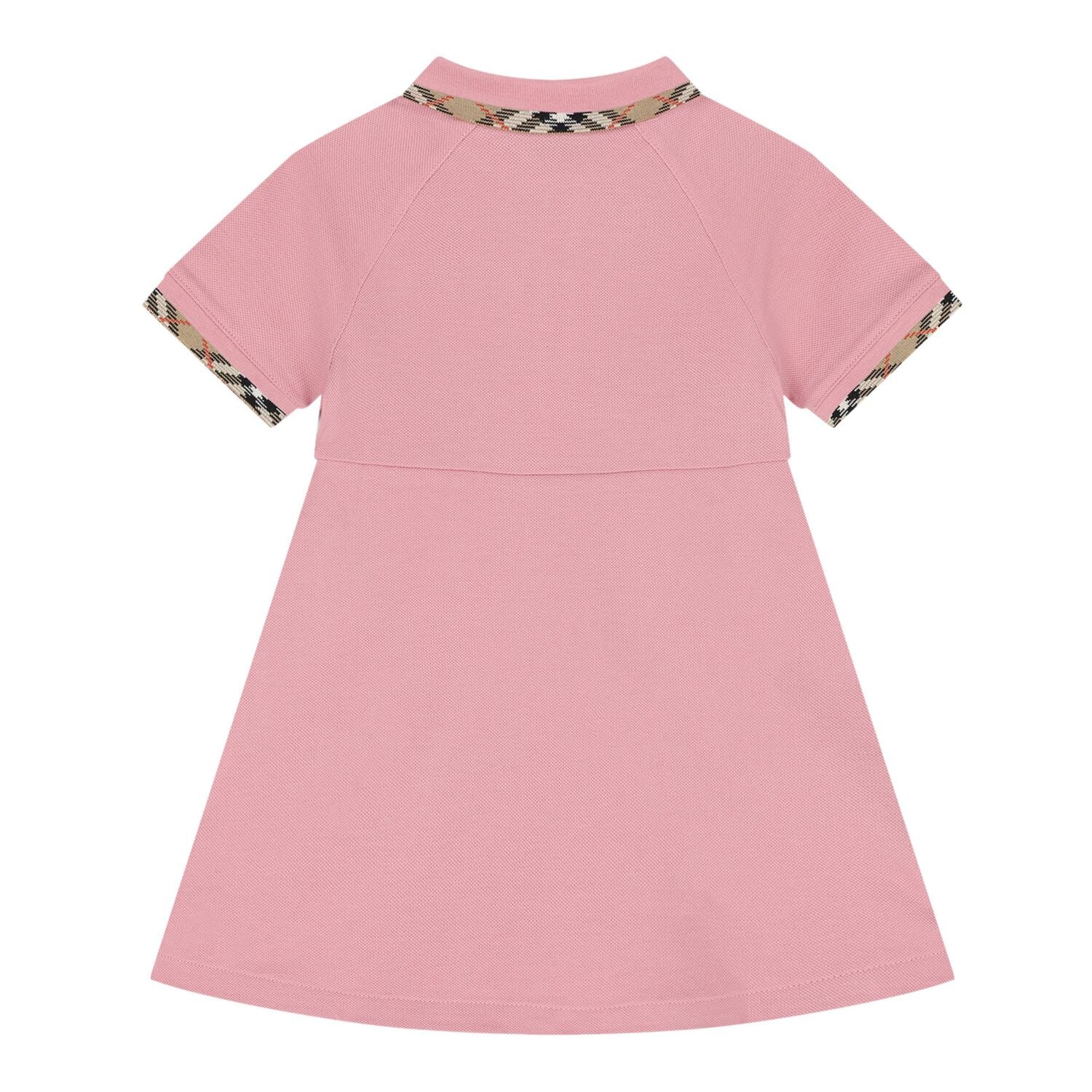 Baby Girls Pink Check Polo Dress, 1, hi-res