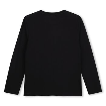 Boys Black Logo Long Sleeve Top