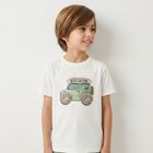 Younger Boys White Vehicle T-Shirt, 1, hi-res