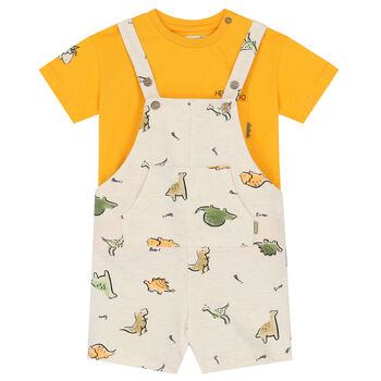 Younger Boys Ivory Dungaree Set