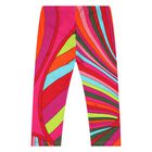 Younger Girls Pink & Green Iride Leggings, 2, hi-res