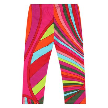 Younger Girls Pink & Green Iride Leggings