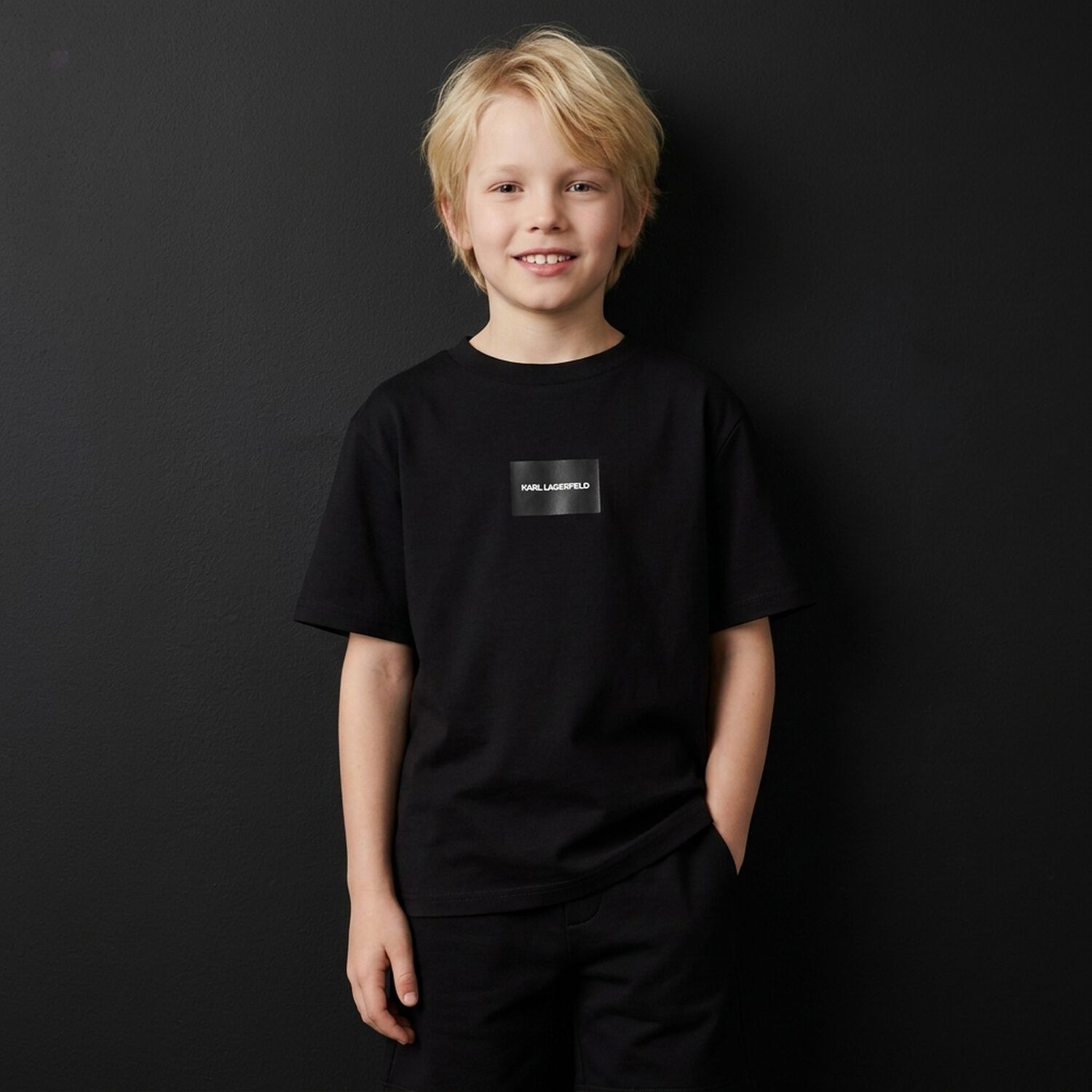Boys Black Logo T-Shirt, 1, hi-res