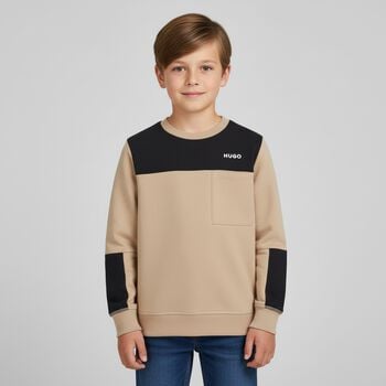 Boys Beige Logo Sweatshirt
