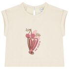 Younger Girls Ivory & Pink Cherry T-Shirt Set, 1, hi-res