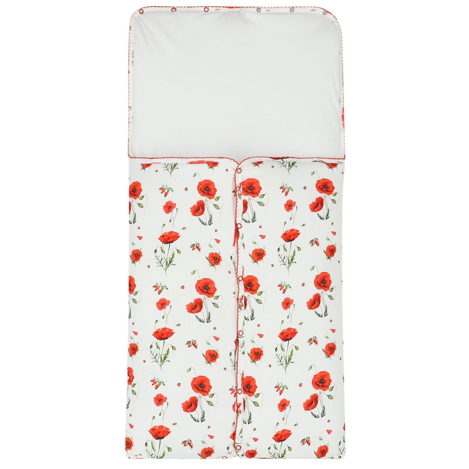 Baby Girls White & Red Poppies Nest, 1, hi-res