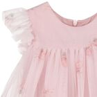 Younger Girls Pink Roses Tulle Dress, 1, hi-res