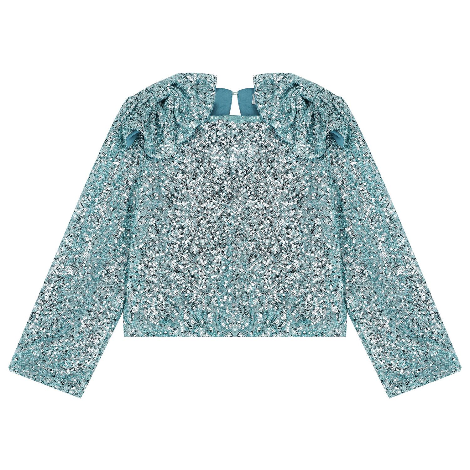 Girls Aqua Embellished Sequin Skirt Set , 1, hi-res