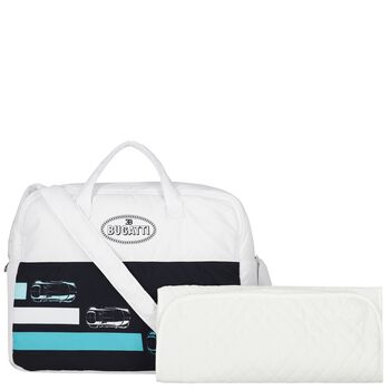 Baby Boys White & Navy Blue Logo Baby Changing Bag