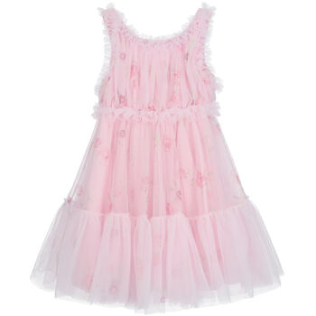 Girls Pink Tulle Floral Dress