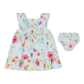 Baby Girls Blue Floral Dress Set