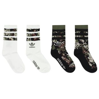 White & Green Camouflage Logo Socks ( 2- Pack )