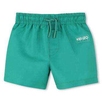 Younger Boys Green Logo Swim Shorts
