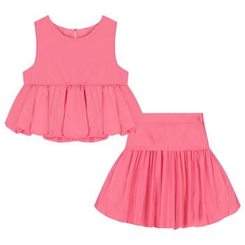 Girls Pink Bubble Skirt Set
