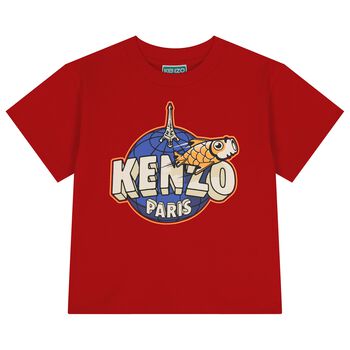KENZO KIDS Boys Red Logo T-Shirt, 1 Boys Red Logo T-Shirt