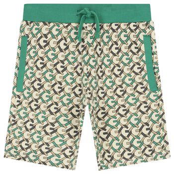 Boys Beige & Green Shorts
