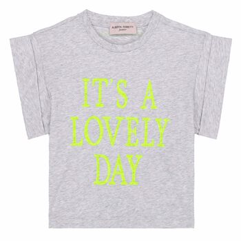 Girls Grey Embroidered Text T-Shirt