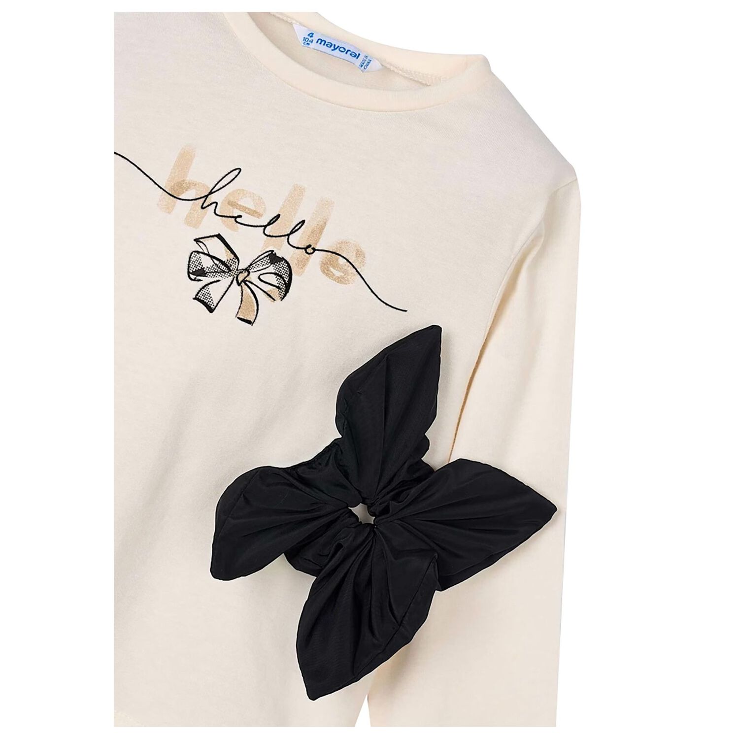 Girls Ivory Long Sleeeve & Scrunchie Set, 1, hi-res