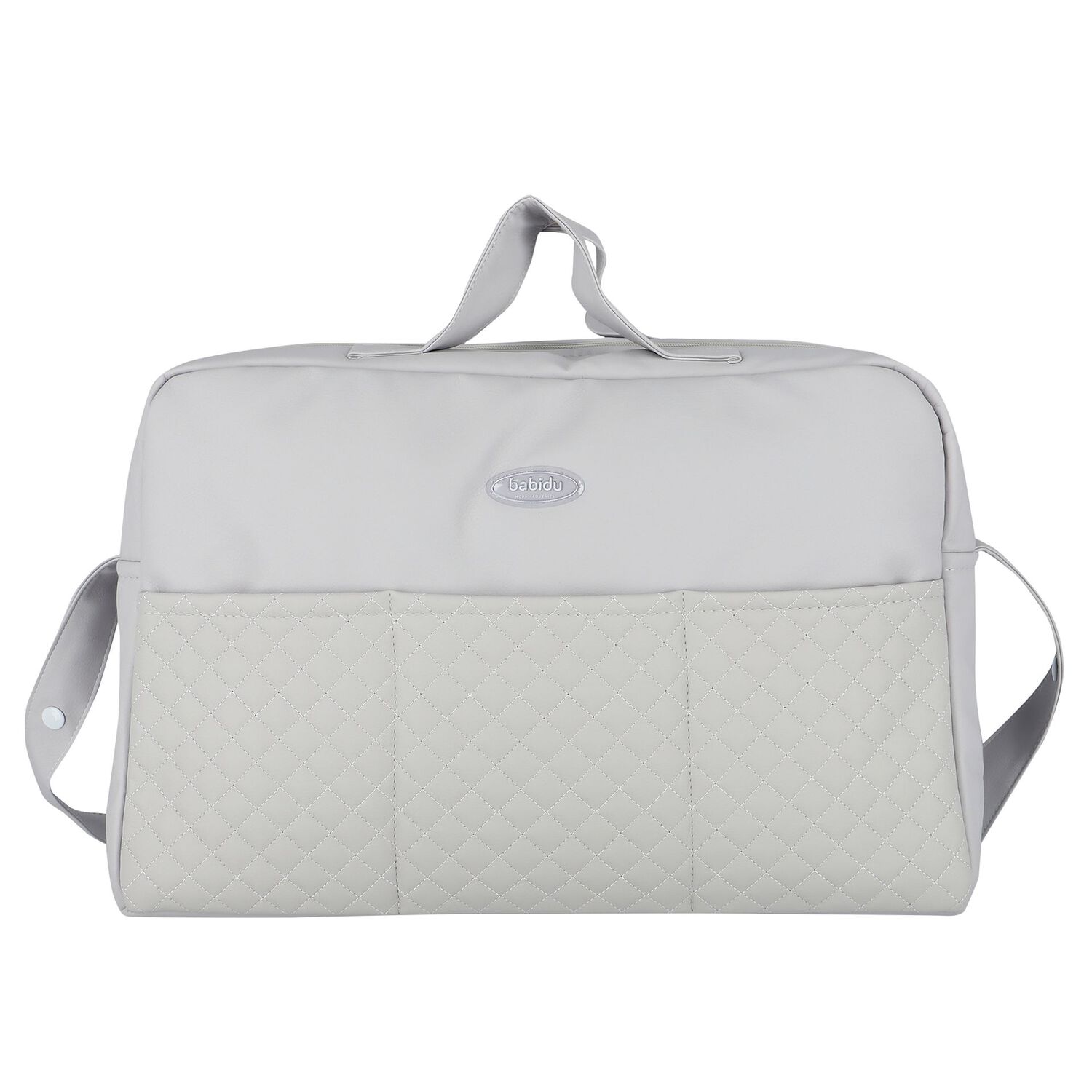 Grey Quilted Baby Changing Bag, 3, hi-res