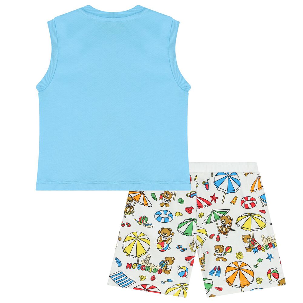 Moschino White & Blue Cotton Shorts Set