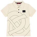 Boys Beige Logo Polo Shirt, 2, hi-res
