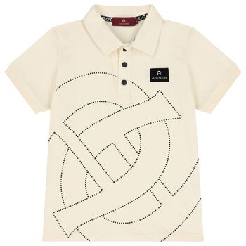 Boys Beige Logo Polo Shirt