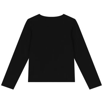 Girls Black Logo Long Sleeve Top