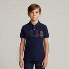 Boys Navy Logo Polo Shirt, 1, hi-res