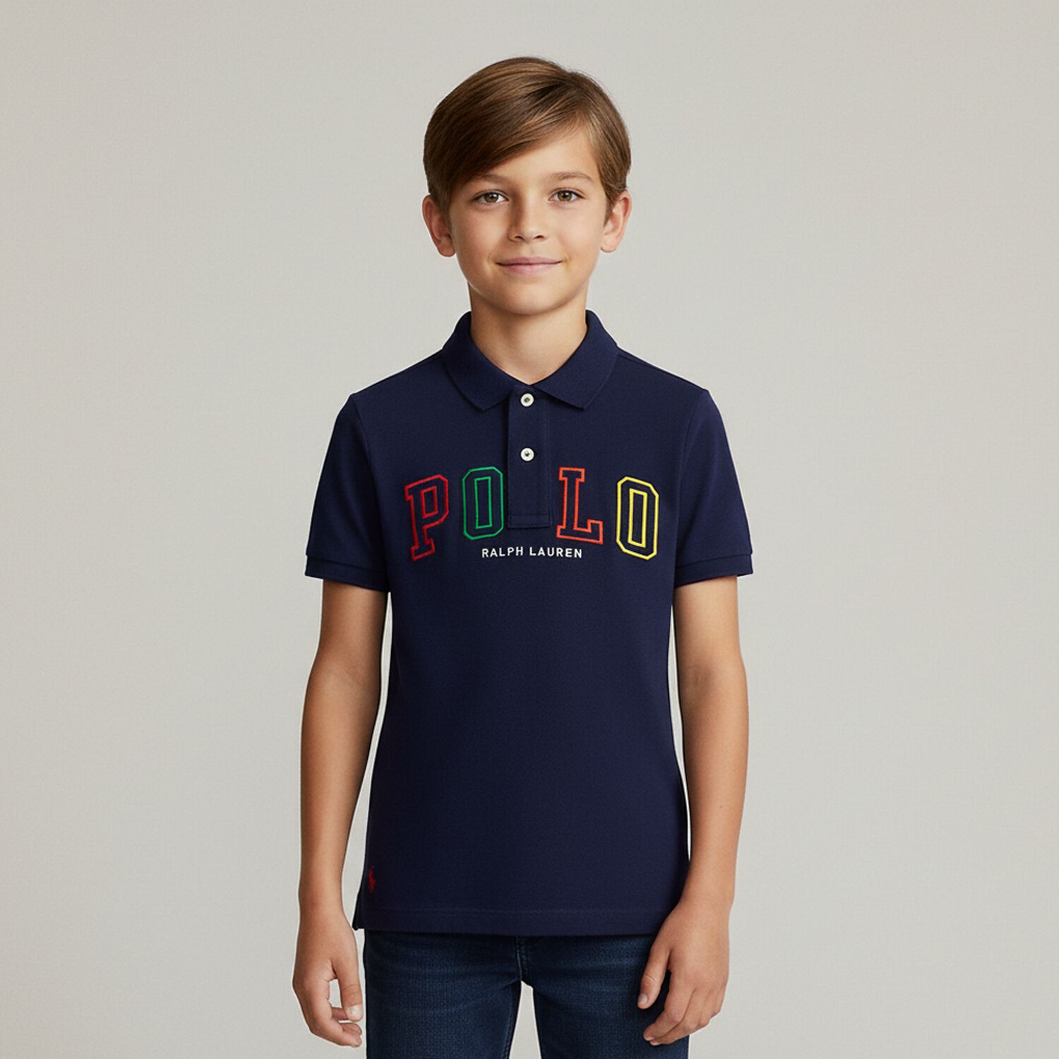 Boys Navy Logo Polo Shirt, 1, hi-res image number null