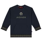 Younger Boys Navy Logo Sweatshirt, 1, hi-res