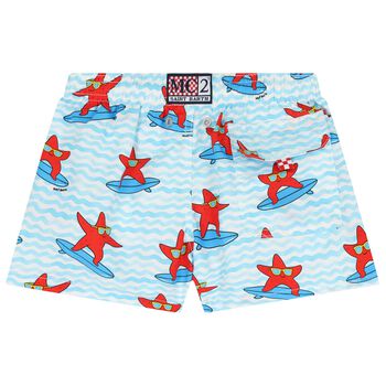 Boys Blue & White Star Fish Swim Shorts