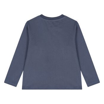 Younger Boys Navy Blue Logo Long Sleeve Top