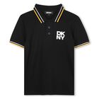 Boys Black Logo Polo Shirt, 1, hi-res
