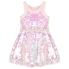 Girls Pink Iridescent Sequin Dress, 1, hi-res