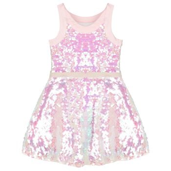 Girls Pink Iridescent Sequin Dress