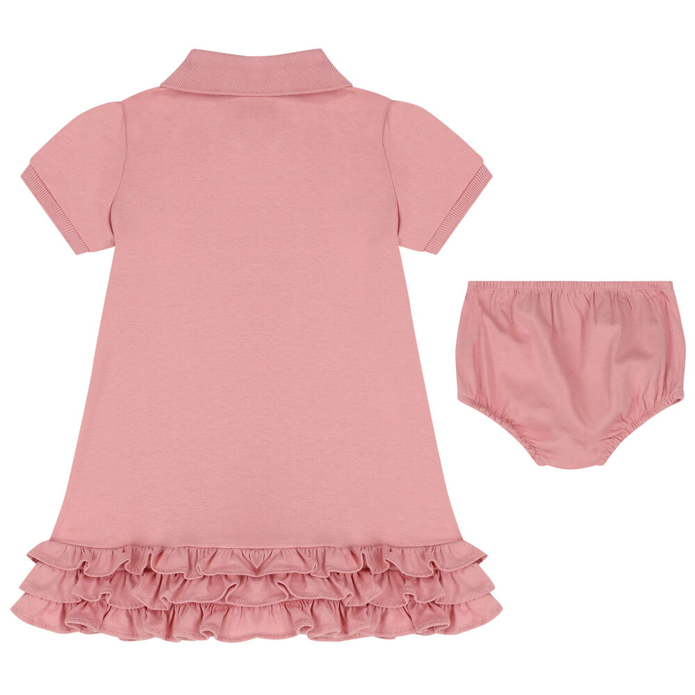 Ralph Lauren Baby Girls Schiffli Dress in Pink