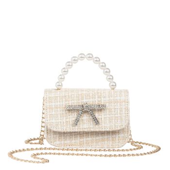 Girls Ivory & Beige Bow Handbag