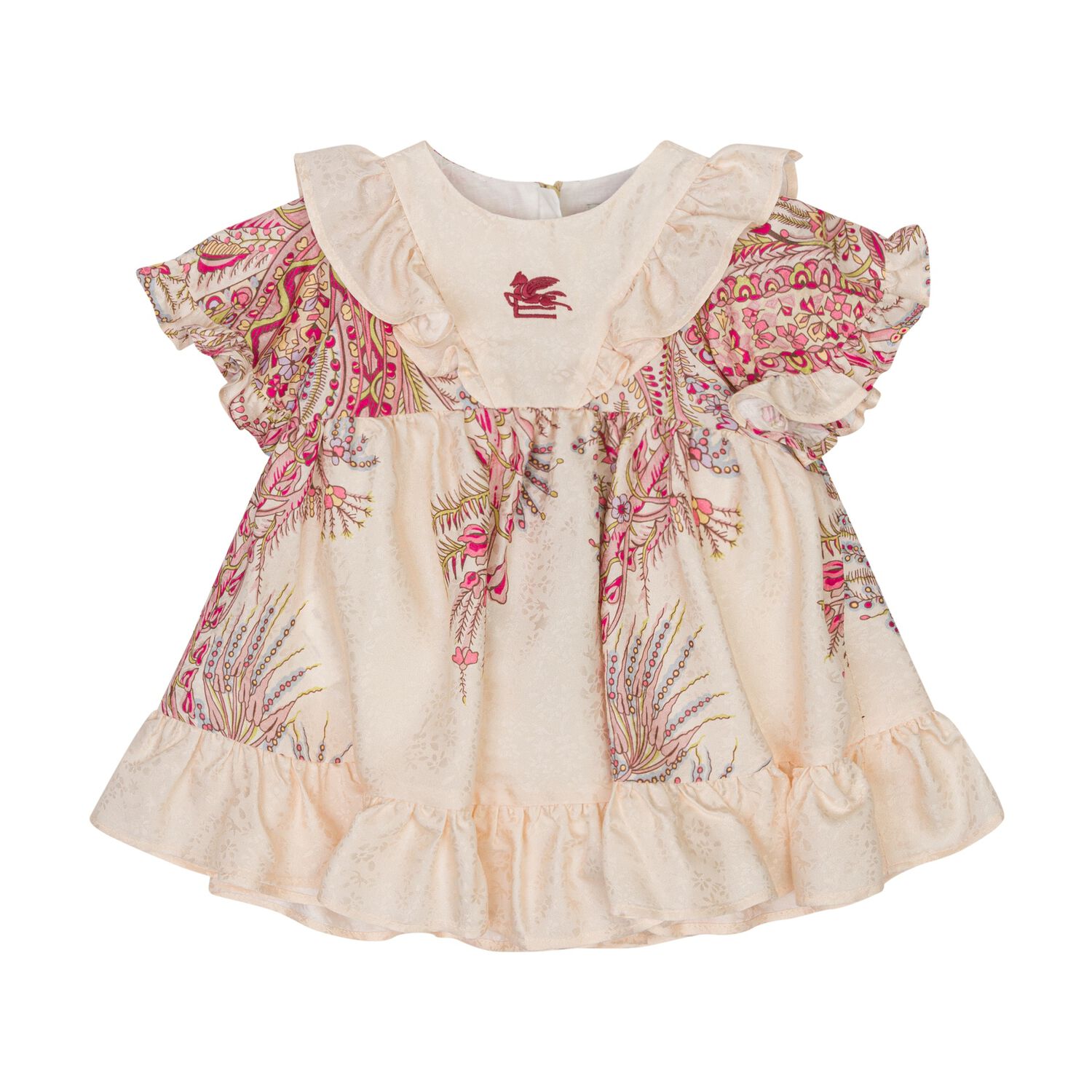 Baby Girls Ivory & Pink Paisley Dress, 2, hi-res