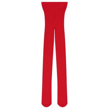 Girls Red Diamond Jacquard Tights